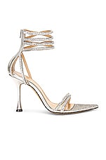 MACH & MACH Gaia Crystal Trimmed Pointed Toe Sandal in Silver, view 1, click to view large image.