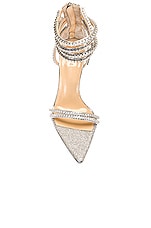 MACH & MACH Gaia Crystal Trimmed Pointed Toe Sandal in Silver, view 4, click to view large image.