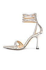 MACH & MACH Gaia Crystal Trimmed Pointed Toe Sandal in Silver, view 5, click to view large image.