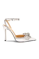 MACH & MACH Double Crystal Bow High Heel in White, view 1, click to view large image.