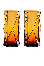 MAX ID NY Ghost Highball Glass Pair in Amber, view 1, click to view large image.