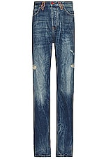 Members of the Rage Straight Leg Denim Jean in Blue Wash, view 1, click to view large image.