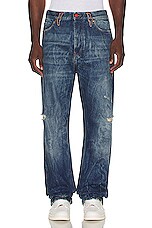 Members of the Rage Straight Leg Denim Jean in Blue Wash, view 4, click to view large image.