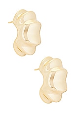 MEGA High Low Earrings in 14k Yellow Gold Plated, view 1, click to view large image.