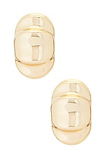 MEGA High Low Earrings in 14k Yellow Gold Plated, view 3, click to view large image.
