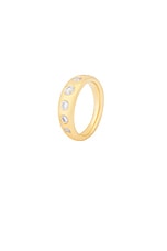 MEGA 7 Stone Pinky Ring in 14k Yellow Gold Plated, view 2, click to view large image.