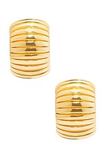 MEGA Large Step Earrings in 14k Gold Plated, view 2, click to view large image.