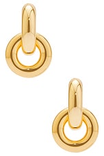 MEGA Double Hoop Earrings in 14k Gold Plated, view 2, click to view large image.