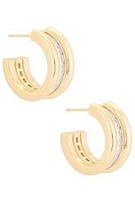 MEGA Baguette Earrings in 14k Gold Plated, view 1, click to view large image.