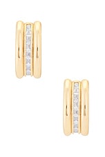 MEGA Baguette Earrings in 14k Gold Plated, view 2, click to view large image.