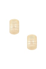 MEGA Small Step Earring in 14k Yellow Gold Plated, view 3, click to view large image.