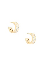MEGA Checkered Wide Earring in 14k Yellow Gold Plated, view 1, click to view large image.