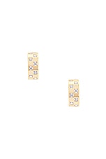 MEGA Checkered Wide Earring in 14k Yellow Gold Plated, view 2, click to view large image.