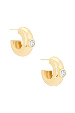MEGA Large Cz Donut Earring in 14k Yellow Gold Plated, view 1, click to view large image.