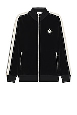 Moncler Genius x Palm Angels Zip Up Sweater in Black, view 1, click to view large image.