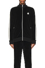 Moncler Genius x Palm Angels Zip Up Sweater in Black, view 4, click to view large image.