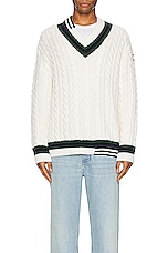 Moncler Genius x Palm Angels V Neck Sweater in Cream, view 4, click to view large image.