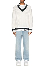 Moncler Genius x Palm Angels V Neck Sweater in Cream, view 5, click to view large image.