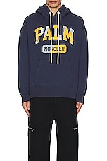 Moncler Genius x Palm Angels Palm Hoodie in Blue, view 3, click to view large image.