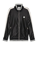 Moncler Genius 8 Moncler Palm Angels Zip Up Cardigan in Black, view 1, click to view large image.