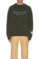 Moncler Genius Moncler x Salehe Bembury Logo Hoodie Sweater in Olive Green, view 4, click to view large image.