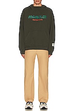 Moncler Genius Moncler x Salehe Bembury Logo Hoodie Sweater in Olive Green, view 5, click to view large image.