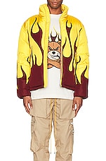 Moncler Genius 8 Moncler Palm Angels Clancy Jacket in Red Yellow Flame, view 4, click to view large image.