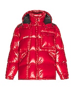 Moncler Genius x Fragment Athnemium Jacket in Red, view 1, click to view large image.