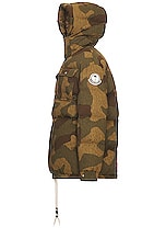 Moncler Genius x Palm Angels Mandelbrot Long Parka in Olive, view 3, click to view large image.