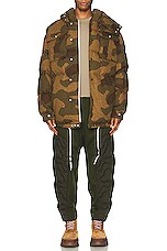 Moncler Genius x Palm Angels Mandelbrot Long Parka in Olive, view 6, click to view large image.
