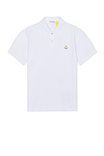 Moncler Genius x Palm Angels Short Sleeve Polo in White, view 1, click to view large image.
