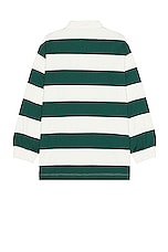Moncler Genius x Palm Angels Long Sleeve Polo in White & Green, view 2, click to view large image.