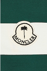 Moncler Genius x Palm Angels Long Sleeve Polo in White & Green, view 3, click to view large image.