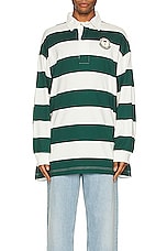 Moncler Genius x Palm Angels Long Sleeve Polo in White & Green, view 4, click to view large image.