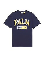 Moncler Genius x Palm Angels Palm T-Shirt in Blue, view 1, click to view large image.