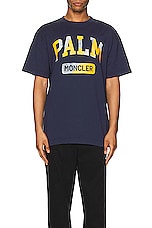 Moncler Genius x Palm Angels Palm T-Shirt in Blue, view 3, click to view large image.