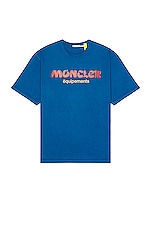 Moncler Genius Moncler x Salehe Bembury Logo T-shirt in Blue, view 1, click to view large image.