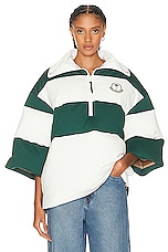 Moncler Genius x Palm Angels Zip Up Cardigan in Green White Stripe, view 1, click to view large image.