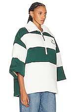 Moncler Genius x Palm Angels Zip Up Cardigan in Green White Stripe, view 2, click to view large image.
