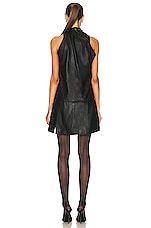MAXIMILIAN DAVIS Sienna Pleated Halter Dress in Black, view 4, click to view large image.