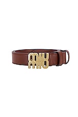 Miu Miu Leather Belt in Tabacco, view 3, click to view large image.
