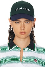 Miu Miu Logo Baseball Hat in Abete & Royal, view 2, click to view large image.