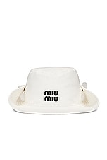 Miu Miu Cowboy Hat in Bianco & Nero, view 1, click to view large image.