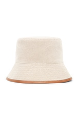 Miu Miu Logo Bucket Hat in Natural & Brandy, view 3, click to view large image.