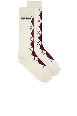 Miu Miu Wool Cashmere Sock in Naturale, view 1, click to view large image.