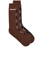 Miu Miu Wool Cashmere Sock in Tabacco, view 1, click to view large image.