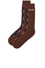 Miu Miu Wool Cashmere Sock in Tabacco, view 2, click to view large image.