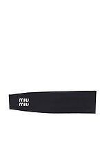 Miu Miu Jersey Logo Headband in Nero & White | FWRD