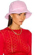 Miu Miu Terrycloth Bucket Hat in Petalo, view 2, click to view large image.