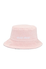 Miu Miu Terrycloth Bucket Hat in Petalo, view 3, click to view large image.